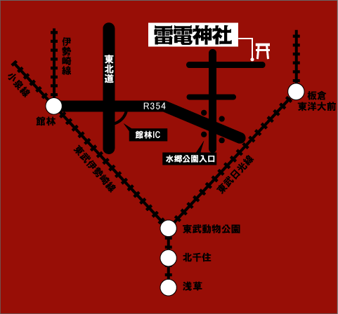 神社までのアクセス地図